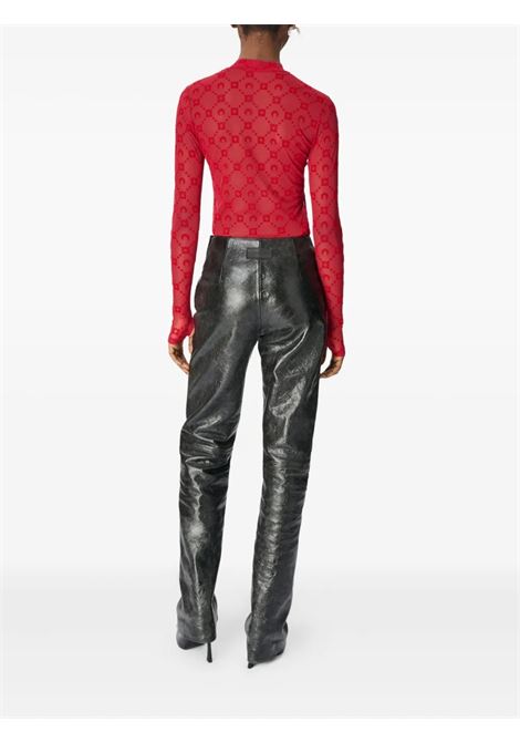 top collo alto moonogram mesh flock ls donna rosso MARINE SERRE | WTO388ACJER0005RD11